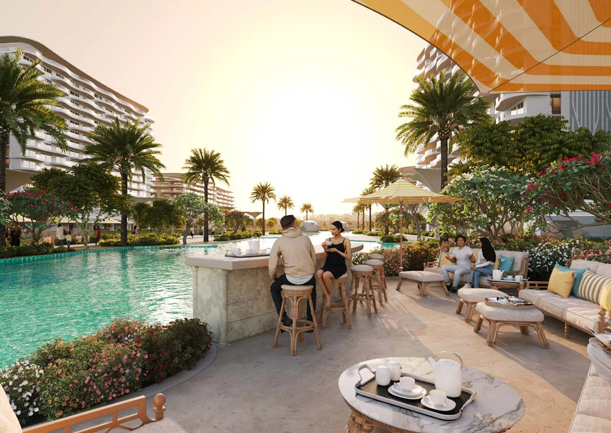 DAMAC Lagoons community beach and lagoon